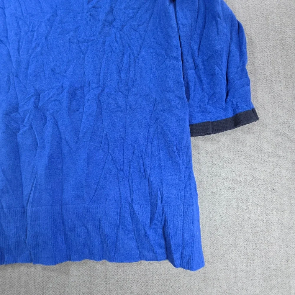 Christopher & Banks Sweater Women Small Blue Colorblock 3/4 Sleeve Cotton